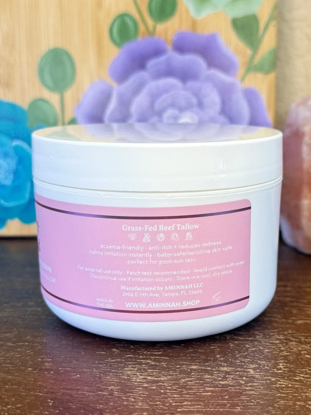 Aminnah Glow Cloud Tallow Face + Body Scrub, 8oz